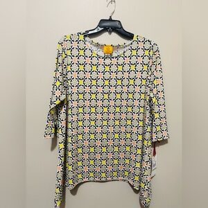 Ruby Rd. Yellow and Black Geometric Pattern Tunic